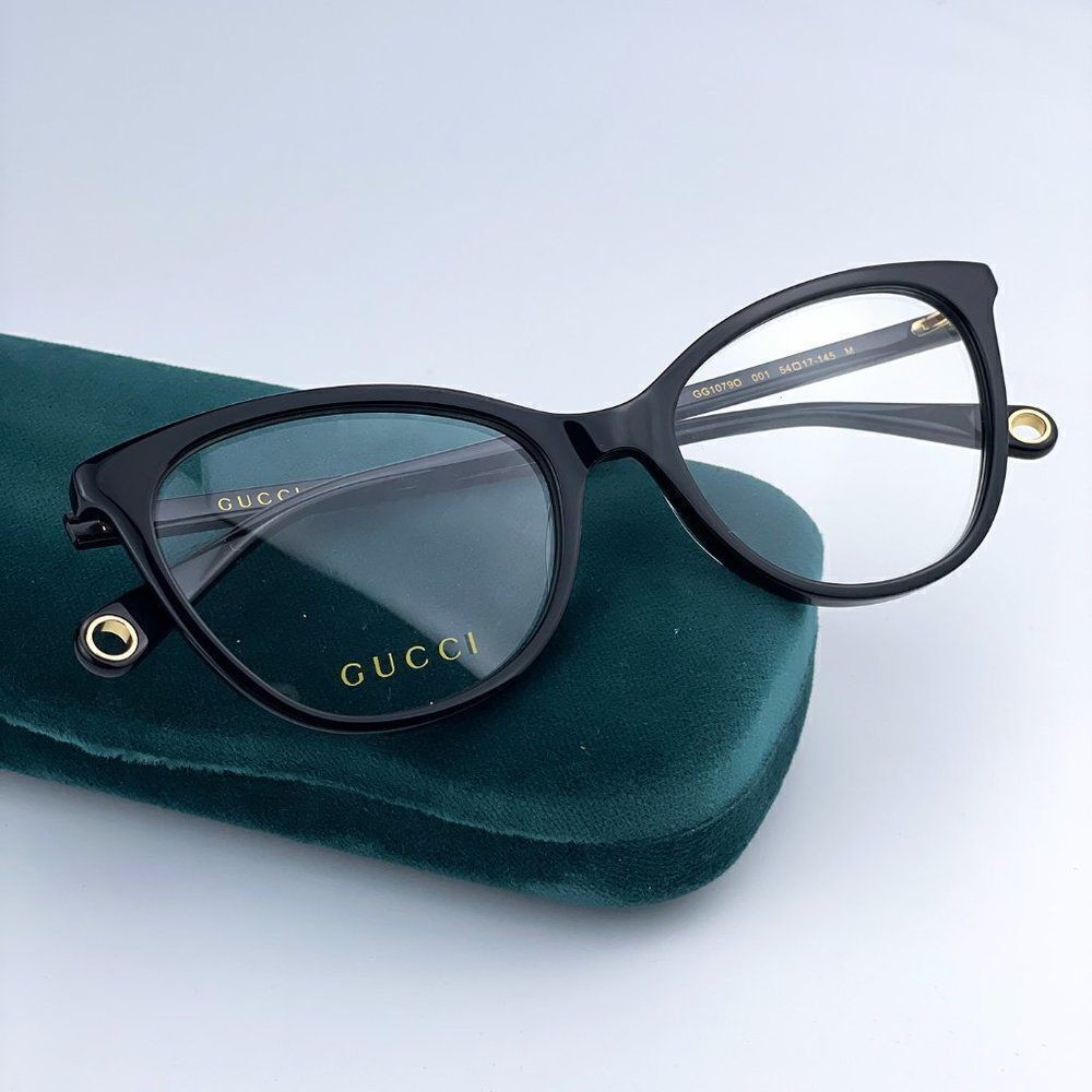 NEW Gucci GG1079O 001 Black Cat Eye Women Eyeglasses - Picture 9 of 14